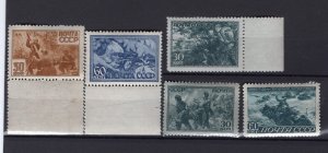 RUSSIA YR 1943,SC 890-94,MI 865-69,MNH,WORLD WAR II SCENES