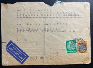 1941 Konigsberg Germany Airmail Cover To Bronx NY Usa Yankee Clipper Via Lisbon