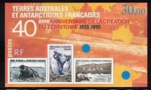 FRENCH ANTARCTIC 1995 Territories Anniversary S/S; Scott 211, Yvert Bloc 2; MNH