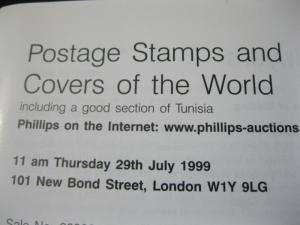 PHILLIPS AUCTION CATALOGUE 1999 STAMPS AND COVERS OF THE WORLD with TUNISIA