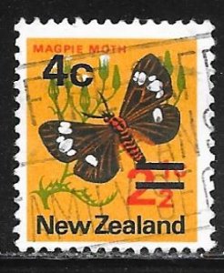 New Zealand 480: 4c on 2.5c Magpie Moth (Nyctemera annulata), used, VF