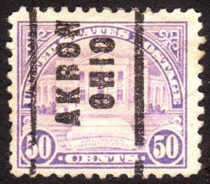 1922, US 50c, Arlington Amphitheatre, Used, Akron precancel, Sc 570