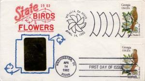 United States, First Day Cover, Flowers, Birds, Georgia