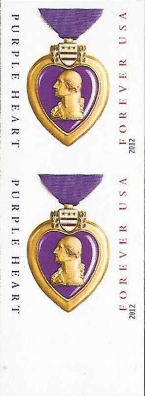 US Stamp - 2012 Purple Heart - Forever Imperforate Pair #4704