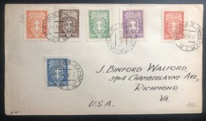 1932 Kaunas Lithuania Cover To Richmond Va USA Sc#210-215 Stamp Set