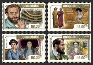 Mozambique - 2018 Gustav Klimt - Set of 4 Stamps - MOZ18214a