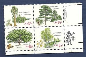 1764-67 15c Trees zip code plate block  VF/MNH/OG