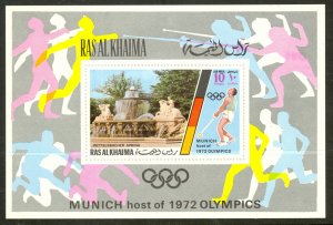 RAS AL KHAIMA 1972 Munich Germany OLYMPICS Souvenir Sheet  Mi.BLK129 MNH