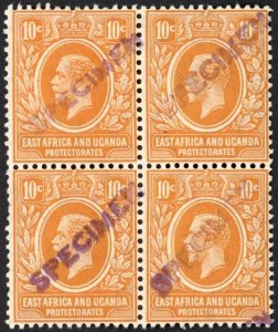 KUT SG47s KGV 10c Yellow-orange opt Specimen locally Block 3 x U/M