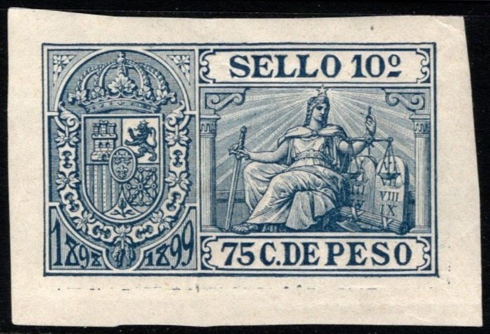 1898-1899 Spanish West Indies Revenue Sello 10 75 C. de Peso Document Stamp