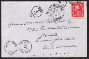 Scott #634A - postage due from England – great auxiliary markings