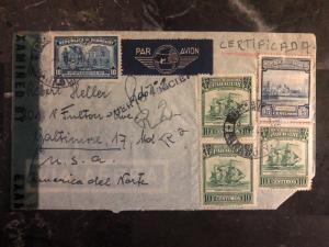 1945 Asuncion Paraguay Censored Airmail Cover To Baltimore MD USA