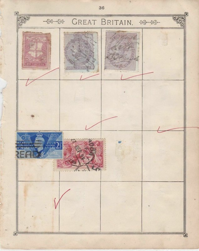 Greece & Britain Stamps on Album Page ref R 18977