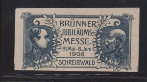Austrian Advertising Stamp - 1908 Brünn Anniversary Fair, Schreibwald