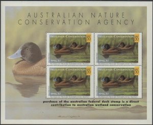 Australia Cinderella Ducks 1996 $15 Blue-billed Duck MS MNH