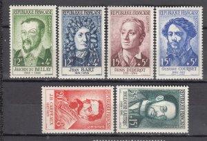 J43862 JLStamps 1958 france set mh #b321-6 famous men