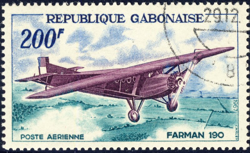 GABON - 1967 - YvertPA52 - 200fr Farman 190 Airplane - VF Used°