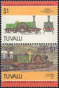 Tuvalu #291-294, Complete Set(4), 1985, Trains, Never Hinged