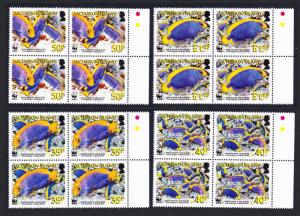 Ascension WWF Resplendent Angelfish Blocks of 4 Right margin SG#962-965