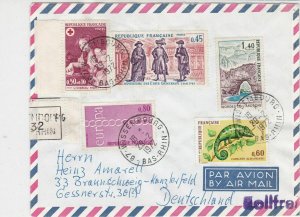 France 1972 Registerd Airmail Wissembourg Cancel Multiple Stamps Cover Ref 29786