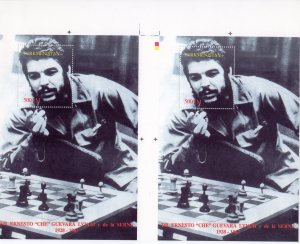 Turkmenistan 1997 YT # 7  Che Guevara play Chess S/S UNCUT PAIR RARE !!!