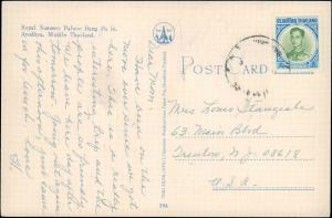 THAILAND SINGLE ON POSTCARD TO UNITED STATES   #114