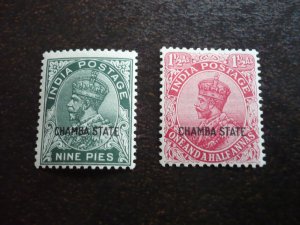 Stamps - India Chamba - Scott# 61,64 - Mint Hinged & Used Part Set of 2 Stamps