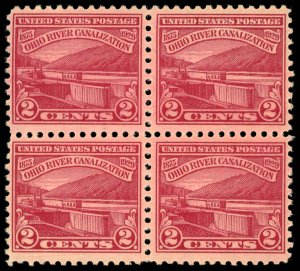 US Sc 681 VF/MNH BLOCK of 4 - 1929 2¢ - Ohio River Canalization - Very Well Cent