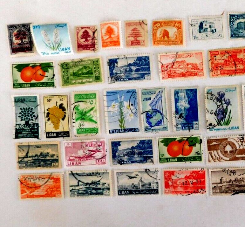 Lebanon Mini Lot of 50 Different, Off paper, Most Issues of 40s-60, Nice variety