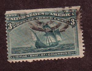 US # 232 3c Columbian Exposition, Green (U) CV. $17.50