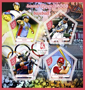 Stamps. Olympic Games 2008 Beijing 2020 year,Baseball 1+1 sheets  perforated