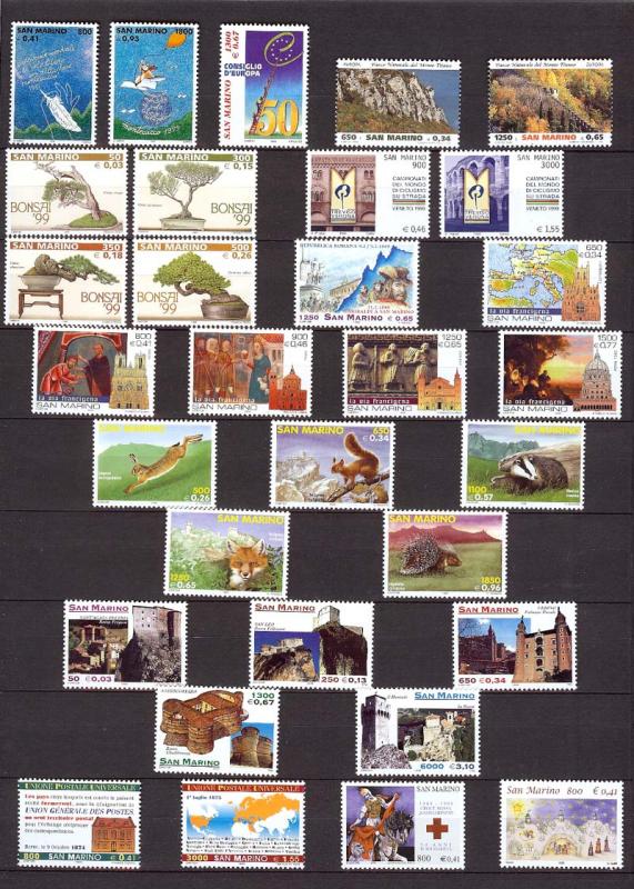 1999 - SAN MARINO - Complete year set - Scott #1437 and others - MNH**