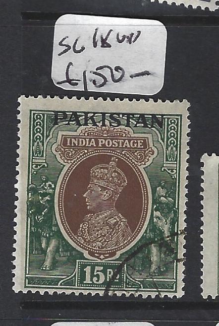 PAKISTAN (P1103B) ON INDIA KGVI  SG 18  15R   VFU