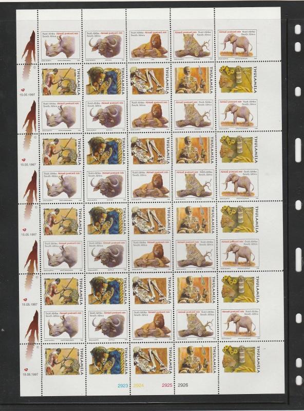 SOUTH AFRICA 1996 ANIMALS BIG 5  FULL SHEET MNH ** ERROR IMPERF