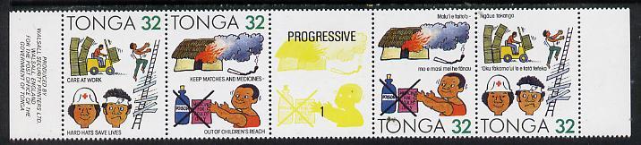 Tonga 1991 Accident Prevention 32s se-tenant bi-lingual s...