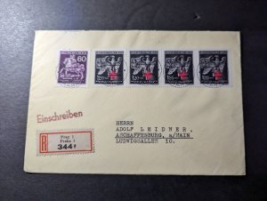 1943 Registered Germany Bohemia and Moravia Cover Prague to Aschaffenburg