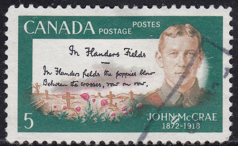 Canada 487 USED 1968 John McCrae & Poem 5¢