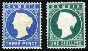 GAMBIA Queen Victoria 1880-81 Wmk Crown CC Sideways SG 14A & 19A MINT No GUM