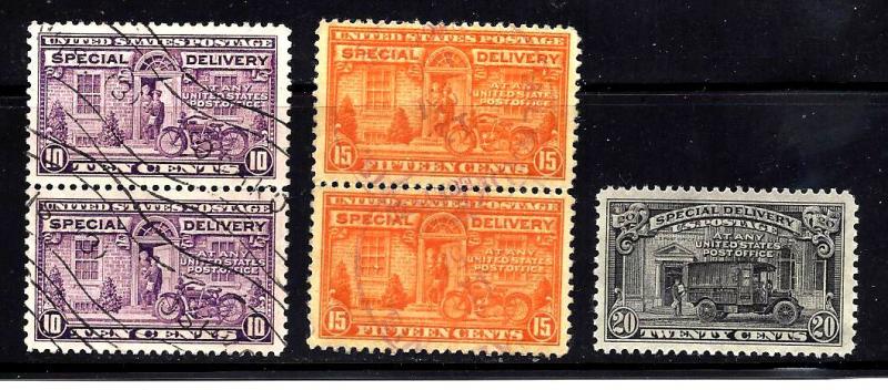 USA Special Delivery Scott #E12x, E13x2 & E14 used