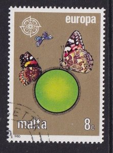 Malta   #677  cancelled  1986  Europa 8c  butterflies