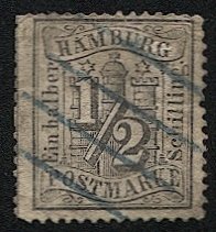 HAMBURG German States 1864 1/2s, Sc 13 Used, F-VF