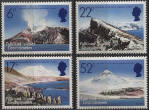 Falkland Islands Dependencies 1L84-1L87 (mnh) volcanoes (1984)