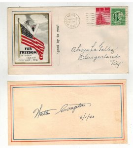 WW2 Patriotic 5/31/1943 RARE LEGALLEZ PHOTO CACHET FLAG FOR FREEDOM  SIGNED CARD