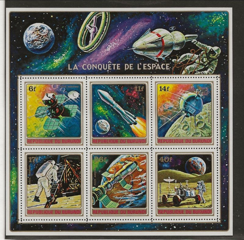 BURUNDI Sc 379-84+384A+C156 NH PERF & IMPERF SETS+S/S of 1972 - SPACE