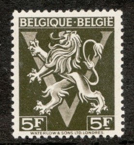 1944 Belgium Belgique Belgie Sc# 336 / 5 Fr Victory Lion - MH VF Cv$13.50