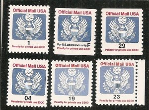 USA   Scott  O143-45A, 147-48  Eagle   MNH