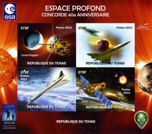 Chad 2012 Deep SPACE CONCORDE Anniv.Sheet (4) Imperforated Mint (NH)