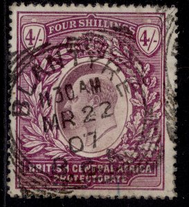 NYASALAND - BCA EDVII SG64, 4s dull & bright purple, USED. Cat £130.