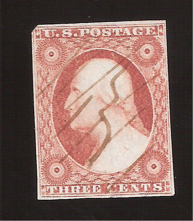 US Sc# 10 a - 3 c Washington  Red/Brown Imperf. USED - Nice Margins