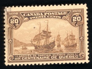 Canada Scott 103 Used 20c Yellow Brown 1908 Quebec Tercent Lot T675 bhmstamps